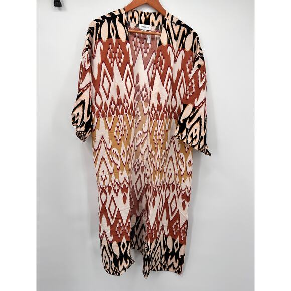 EVEREVE NWT Brown Orange Mila Maxi Wrap Kimono Cover Up Top // M/L - Picture 5 of 15